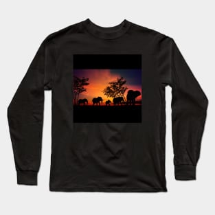 Elephants on the Savanna Long Sleeve T-Shirt